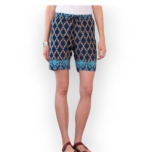 Sundance Pacifica Blue Ethnic Ikat Print Elastic High Waist Bermuda Short small